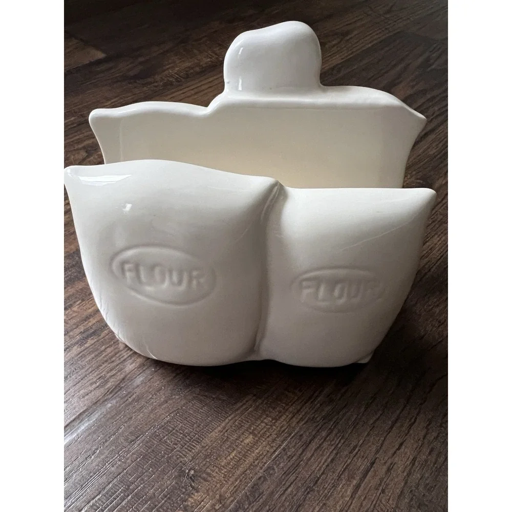 Vintage 1988 Pillsbury Doughboy‎ Napkin Holder White Flour Sack Kitchen Ceramic